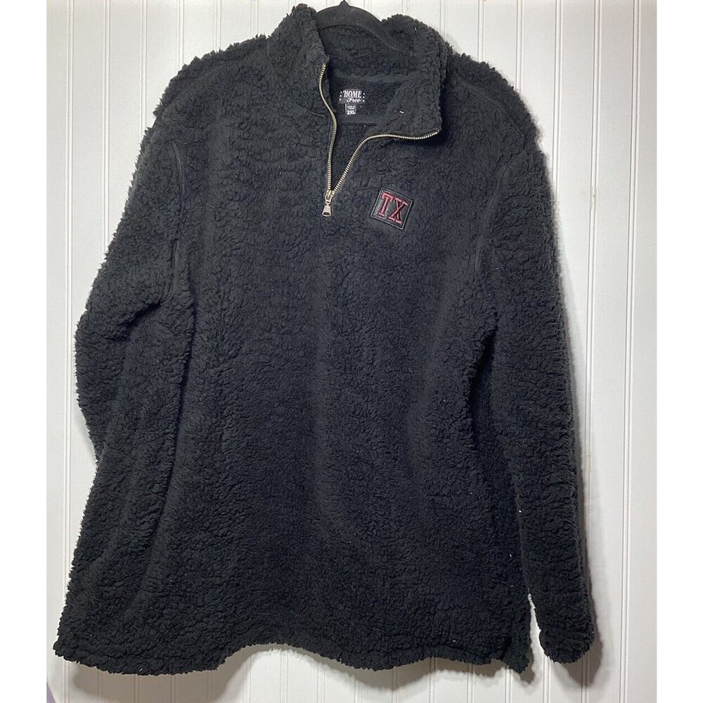 Home Free Sherpa Sweater Women 2XL Black Teddy Cozy Pullover‎ TEXAS